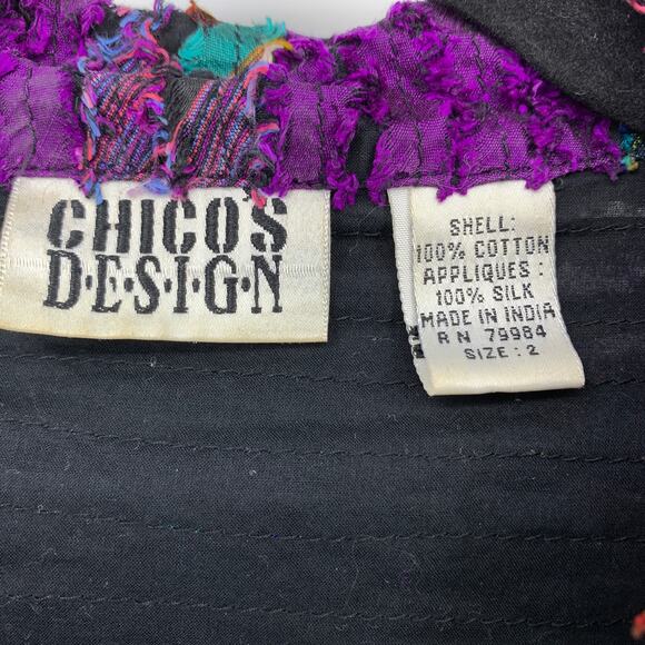 Chicos Design Shirt Jacket Womens Sz 2 US L Ruffle Purple Multicolor Silk Stripe - Picture 5 of 5